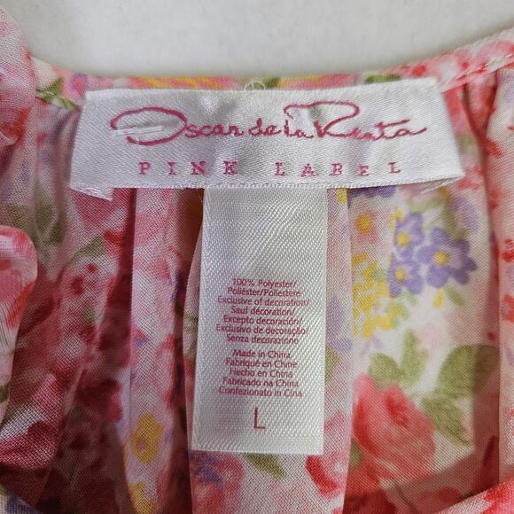 VTG Oscar De La Renta Pink Label Floral Slip Y2K 90s Chemise Nightgown Nightie L - Picture 11 of 15